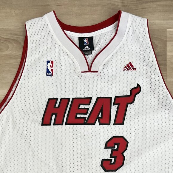 Adidas NBA Miami Heat Dwayne Wade Basketball Jersey White Size 2XL - Picture 2 of 8